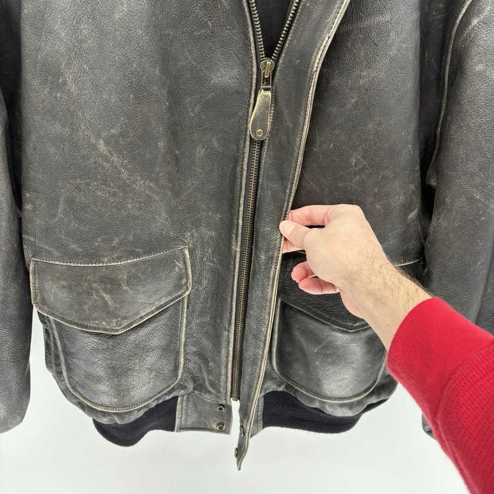 Vintage American Classics Leather Aviator A-2 Bomber Jacket Retro Flight XL